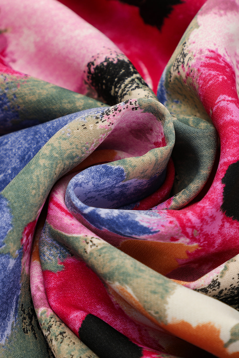 Multicolour Floral Tie Neck Bubble Sleeve Shift Dress