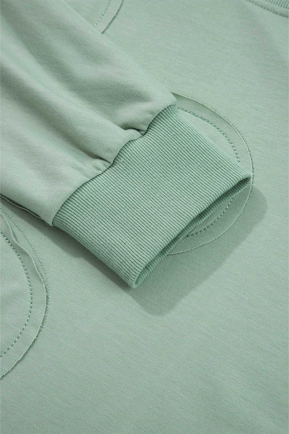 Coffee Raw Edge Flower Patch Drop Shoulder Casual Top