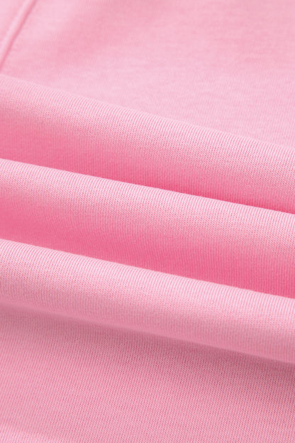 Pink Solid Color Raw Edge Half Sleeve Pocketed Loose Romper