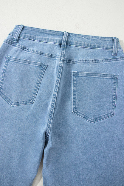 Myosotis Acid Washed High Rise Cropped Wide Leg Jeans