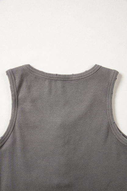 Bright Green Vintage Distressed Ribbed Mineral Wash Tank Top