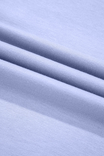 Beau Blue Floral Patched Half Sleeve Tunic Top