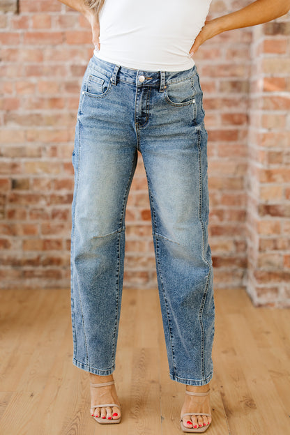 Dusk Blue Vintage Washed Seam Detail Shift Jeans
