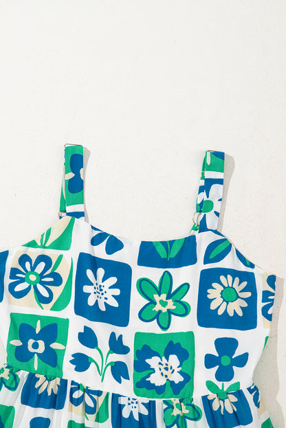 Multicolour Floral Maxi Sundress with Ricrac Trim