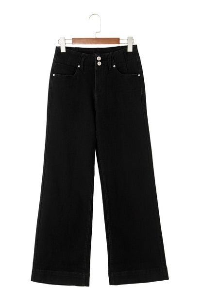 Mist Green 2-Button High Waist Flared Bottom Jeans