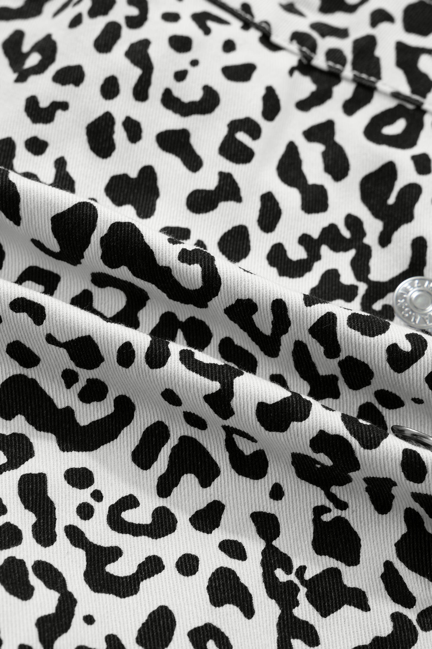 Brown Leopard Print Button Overlap Denim Shorts