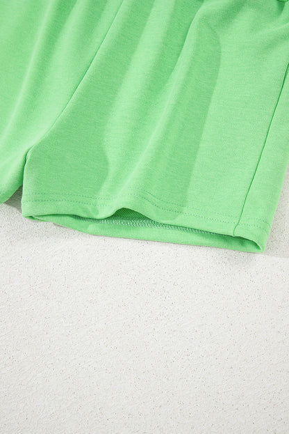 Light Green French Terry Drawstring Mini Skort with Pockets