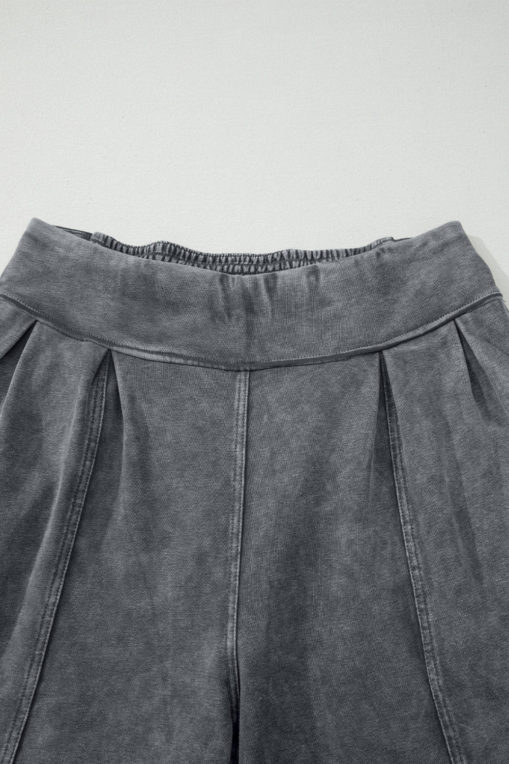 Medium Grey Mineral Wash Jogger Style High Waist Casual Pants