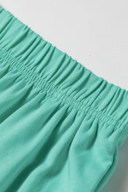 Mint Green Raw Edge Patch Pocket Oversized Top and Shorts Set