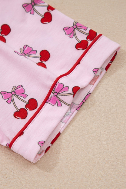 Pink Cherry/Bow Print Short Pajama Set