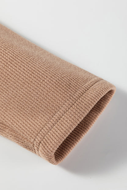 Parchment Leopard Drawstring Pullover Hoodie and High Waist Pants Corduroy Suit