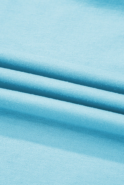 Turquoise Colorblock Edge Drop Shoulder T Shirt and Skirt 2Pcs Set