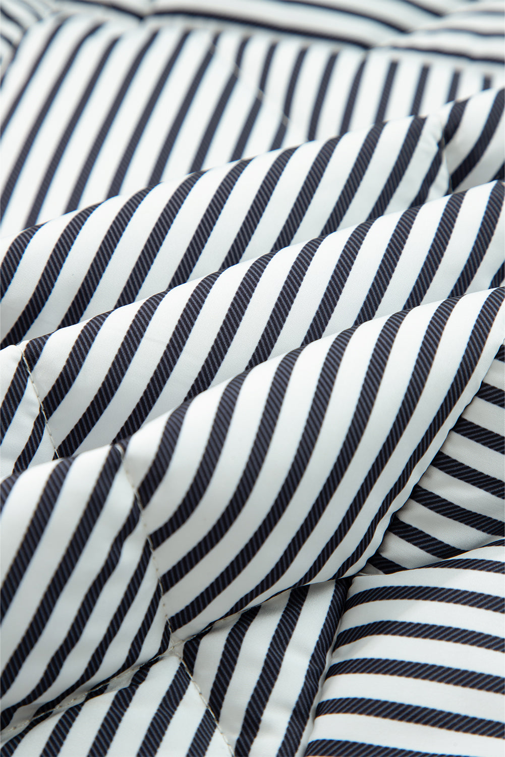 Black Stripe Contrast Trim Snap Button Collared Winter Vest