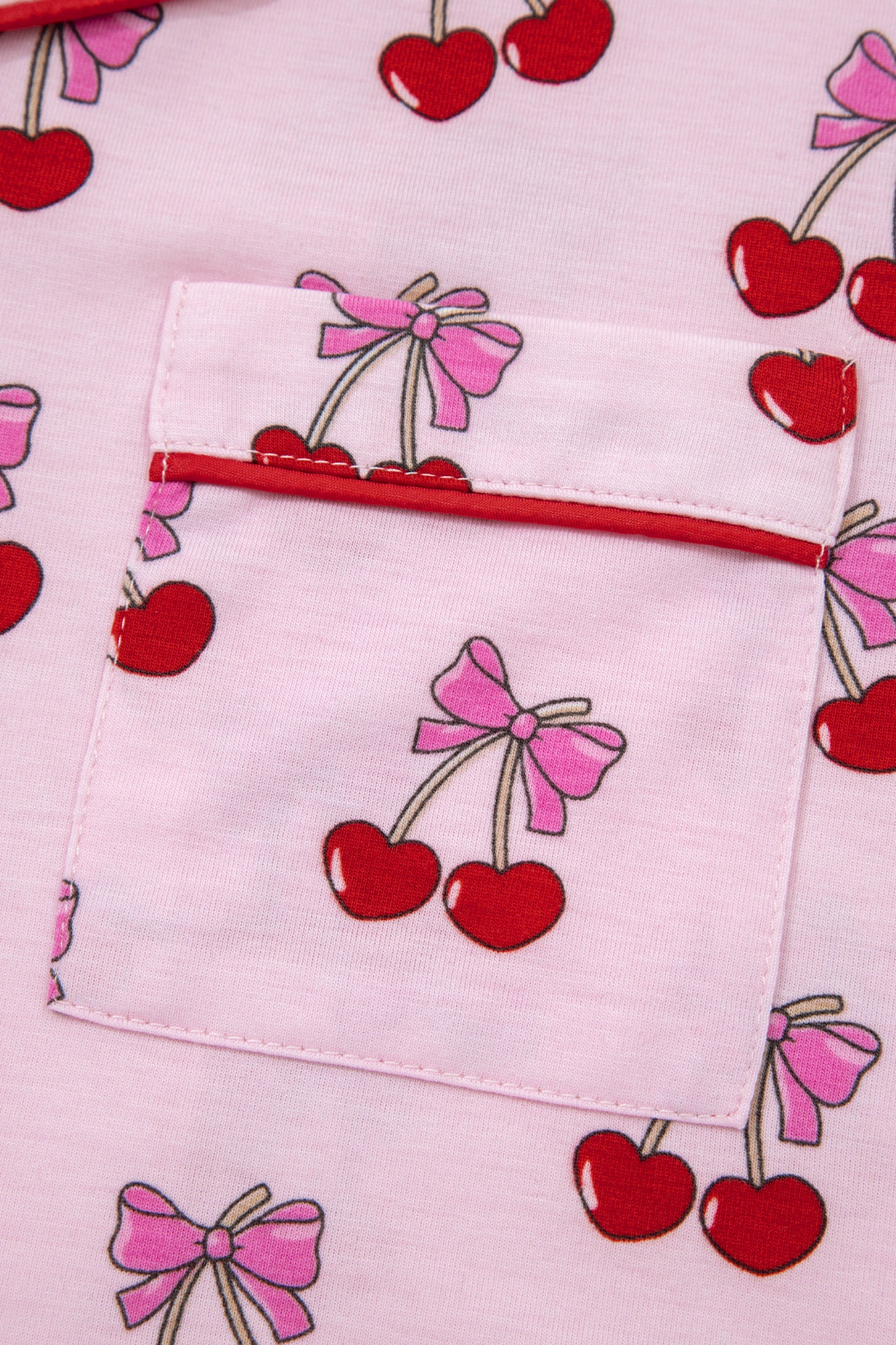 Pink Cherry/Bow Print Short Pajama Set