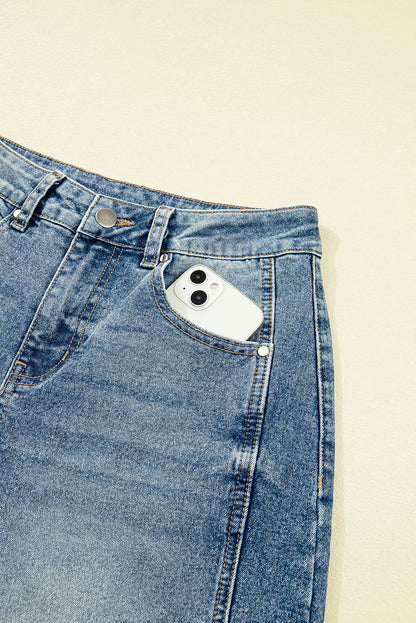 Dusk Blue Vintage Washed Seam Detail Shift Jeans