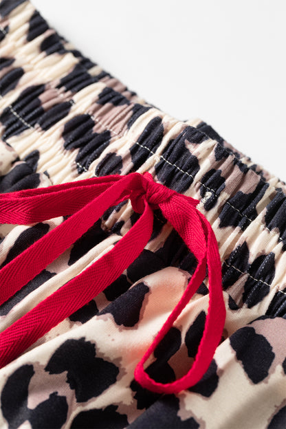 Rose Side Stripe Leopard Wide leg Trousers