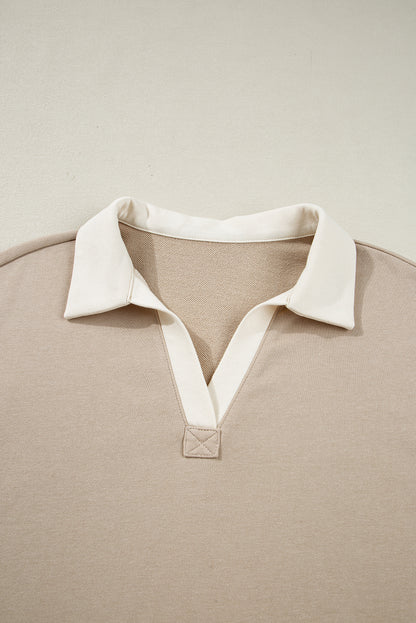 Parchment Raw Edge Detail Colorblock Patchwork Cropped Pullover Drawstring Skirt Set