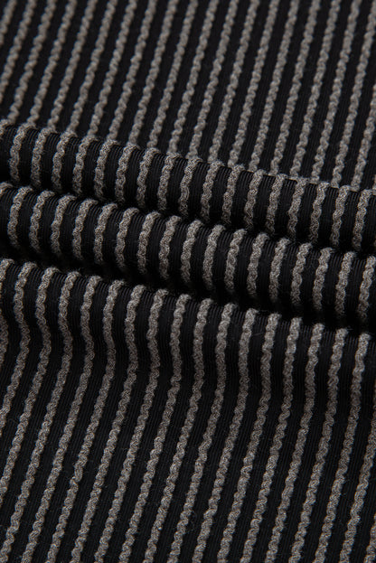 Carbon Grey Leopard Patchwork Edge Twisted Rib T Shirt and Cropped Pants Set