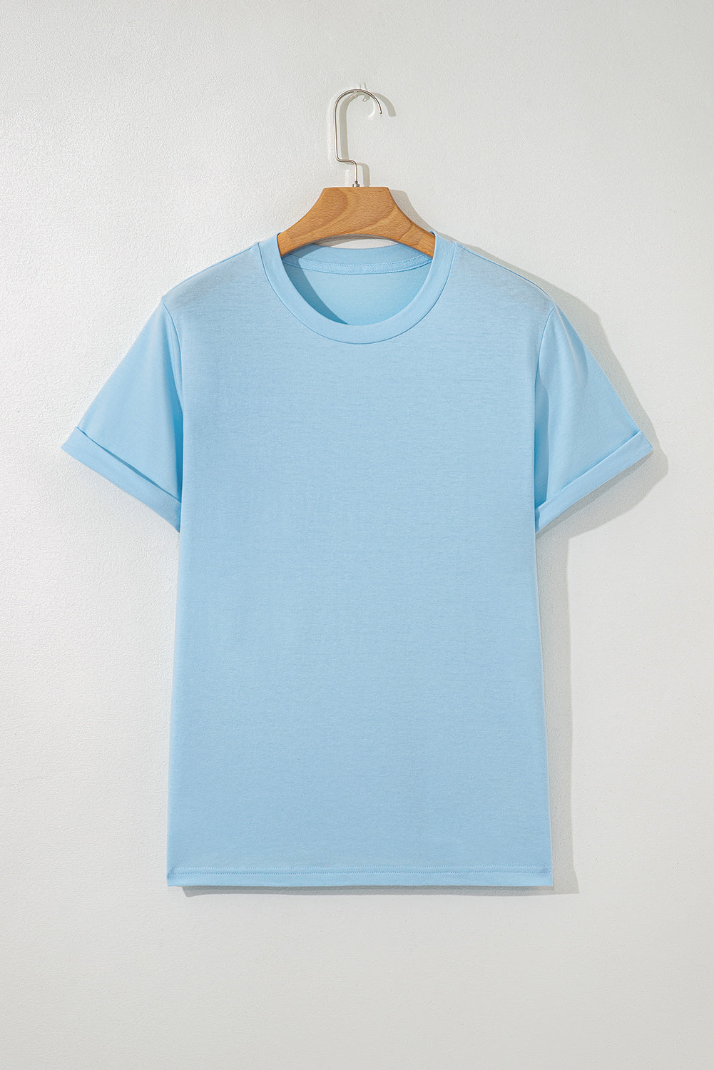 Yellow Cream Casual Plain Crew Neck Tee