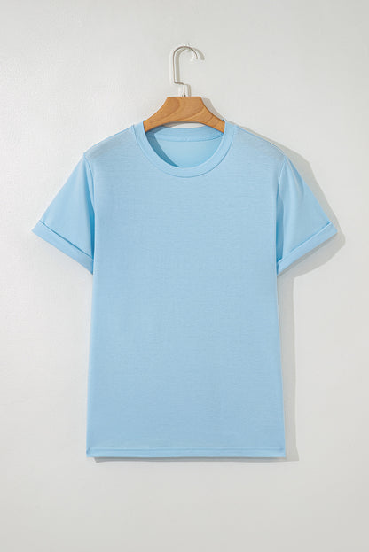 Yellow Cream Casual Plain Crew Neck Tee