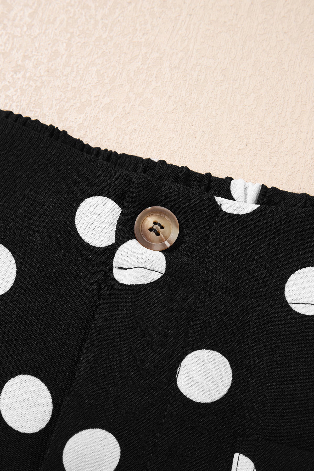 Sky Blue Polka Dot Print Patched Pocket Mid-rise Straight Leg Pants