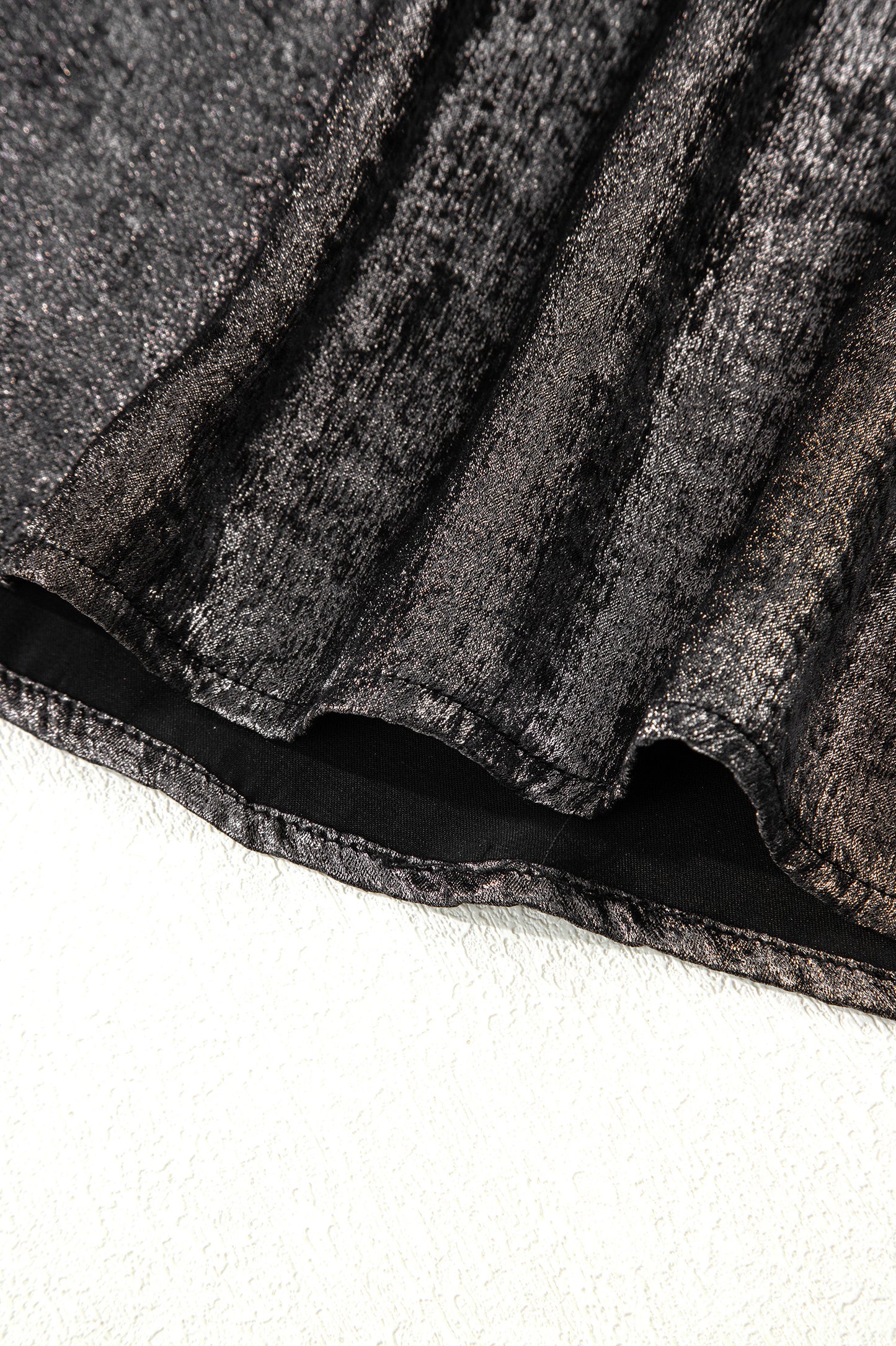 Silvery Metallic Round Neck Ruffle Trim Sleeveless Top