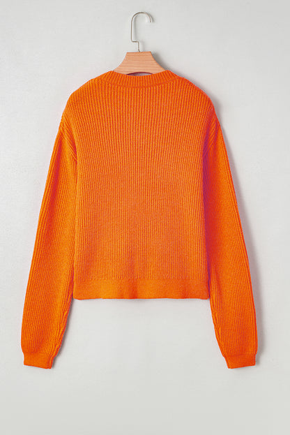 Vitality Orange Thankful for my queens Ribbed Knit Drop Shoulder Graphic Sweater