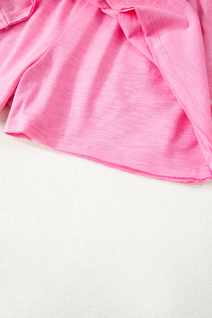 Sachet Pink Loose Fit Half Sleeve T Shirt and High Waist Skirt Set