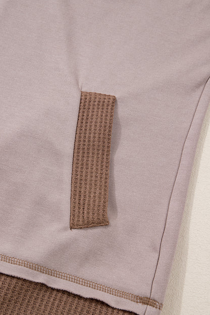 Goat Oversize Waffle Patchwork Exposed Seam Casual Hoodie