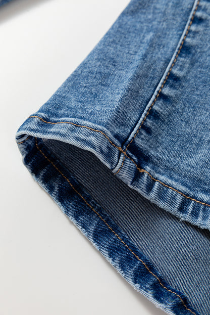 Dusk Blue High Waist Straight Leg Ankle Jeans