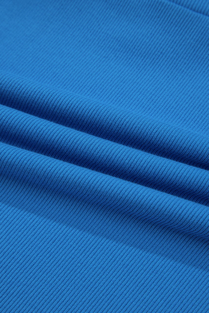 Blue A-line Draped High Waist Phone Pocket Lined Skort