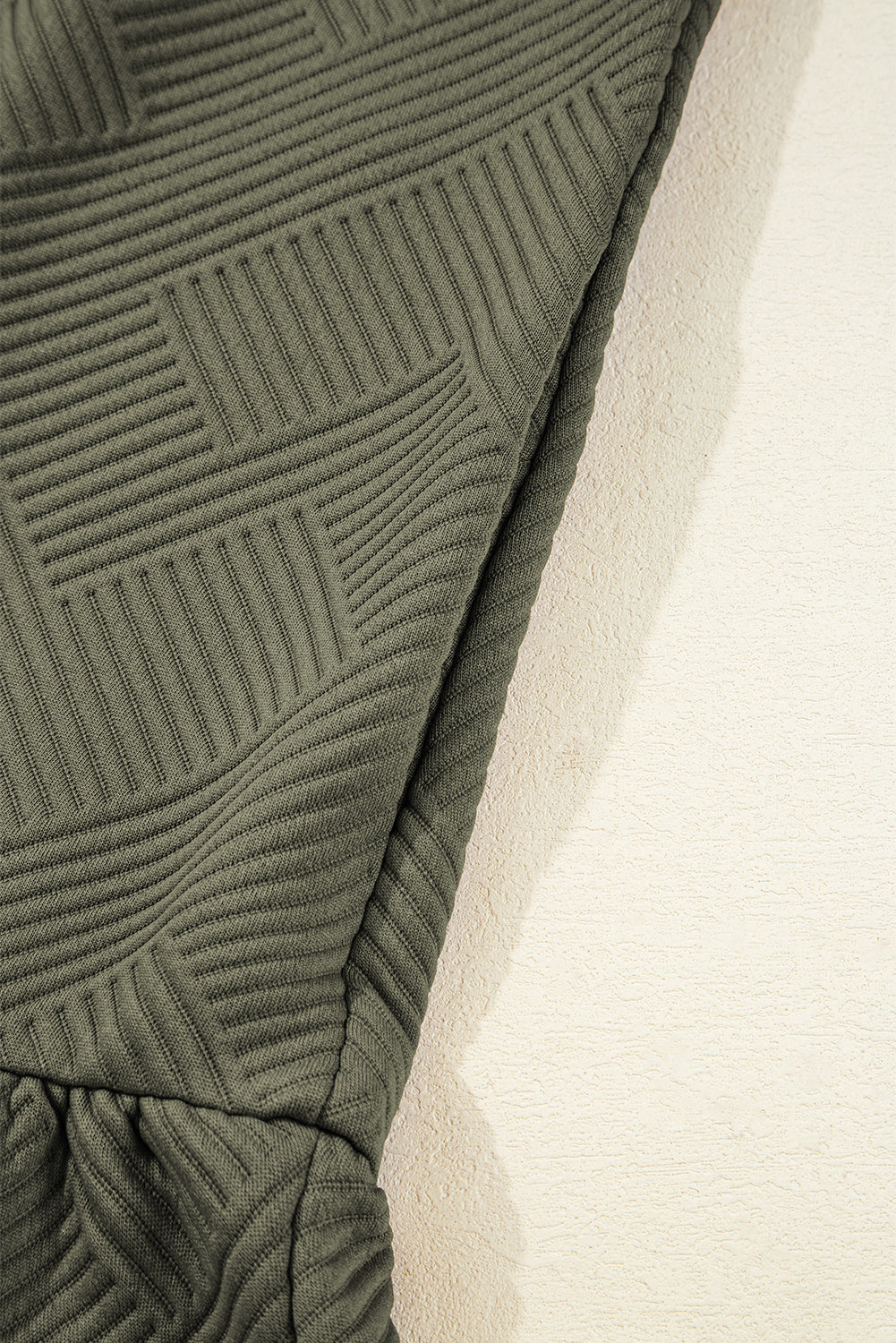 Jungle Green Quarter Zip Collar Bracelet Sleeve Textured Mini Dress