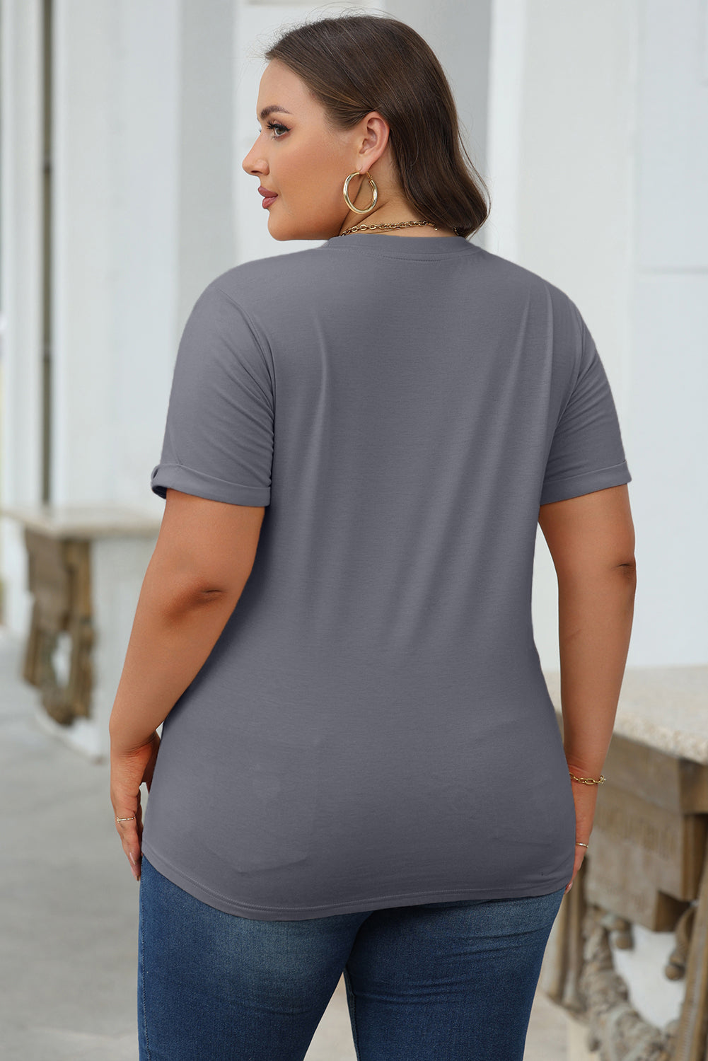 Yellow Cream Casual Plain Crew Neck Tee