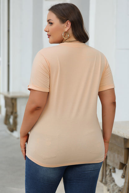 Yellow Cream Casual Plain Crew Neck Tee