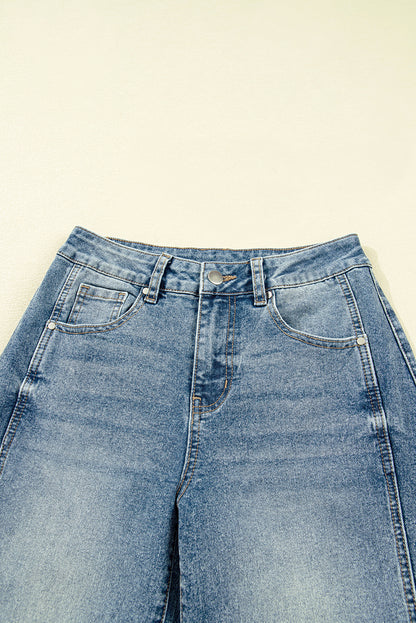 Dusk Blue Vintage Washed Seam Detail Shift Jeans