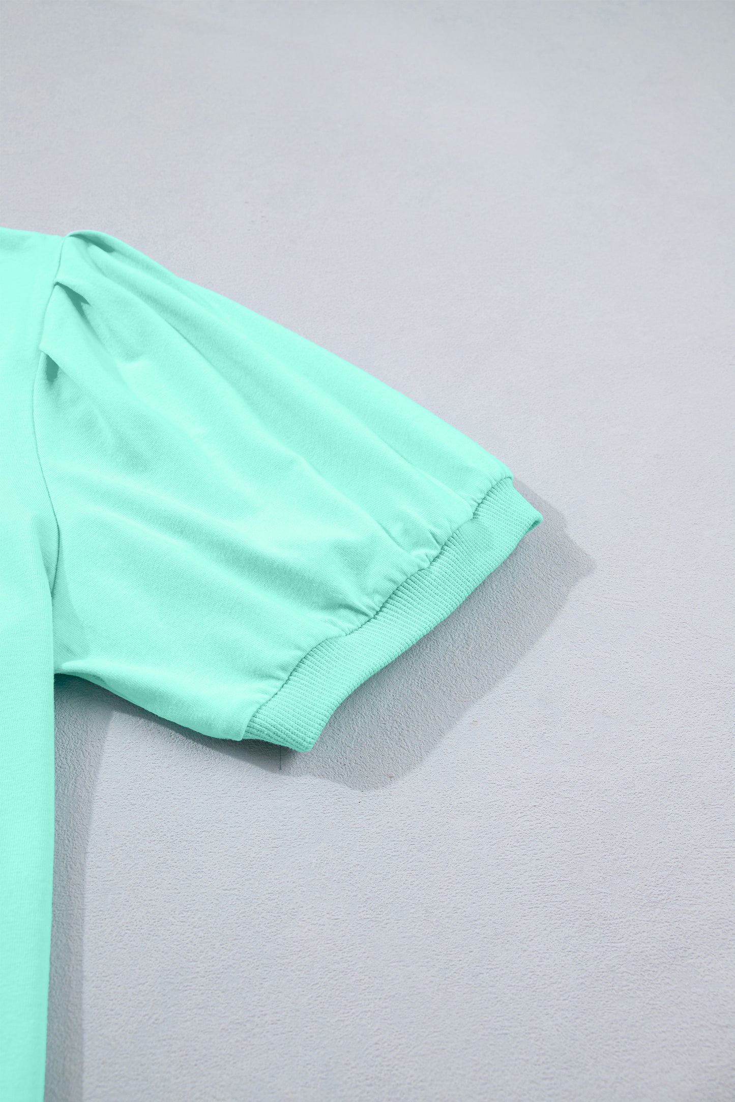 Yellow Solid Color V Neck Short Puff Sleeve Blouse