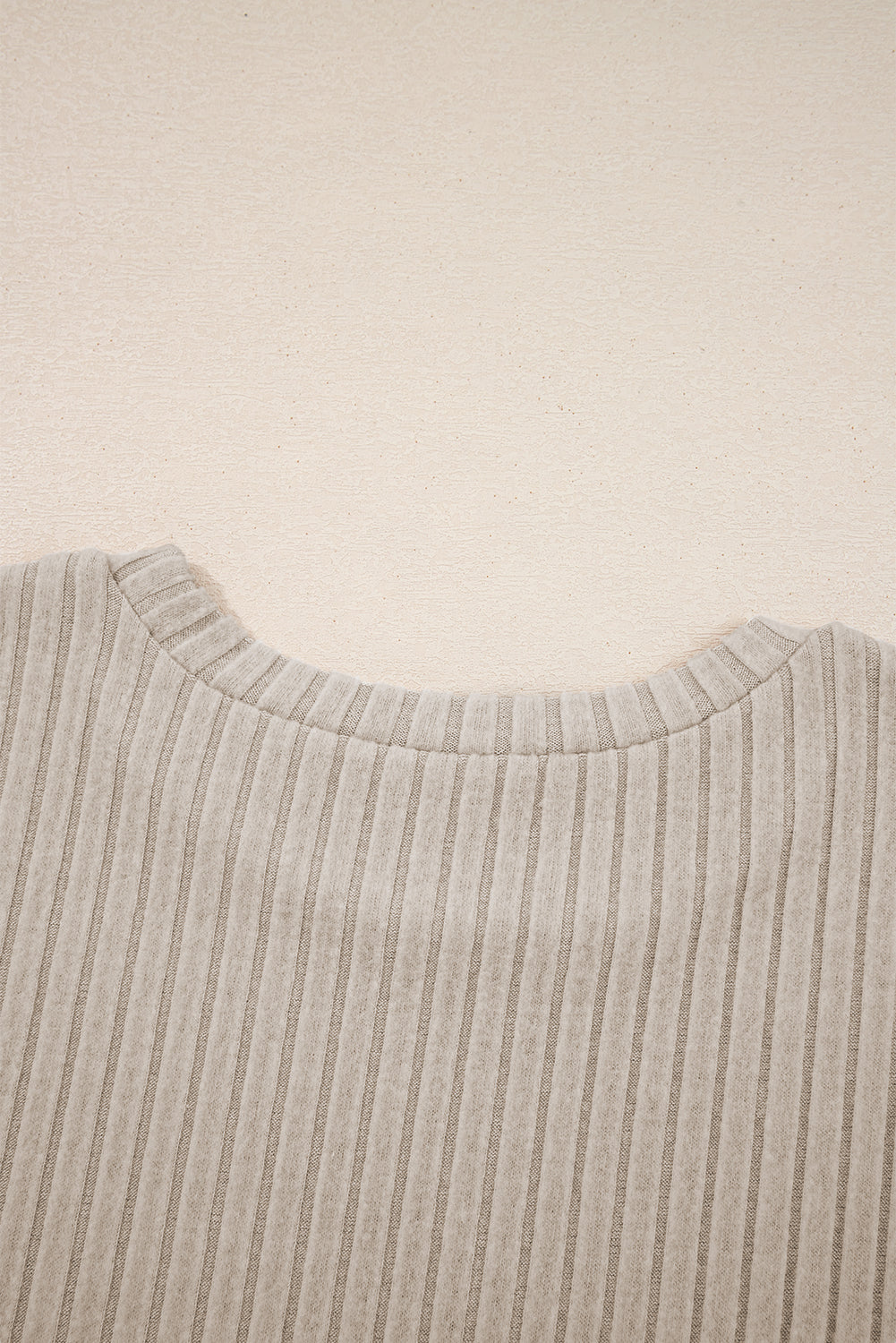 Jet Stream Ribbed Texture Round Neck Long Sleeve Rounded Hem Knit Top