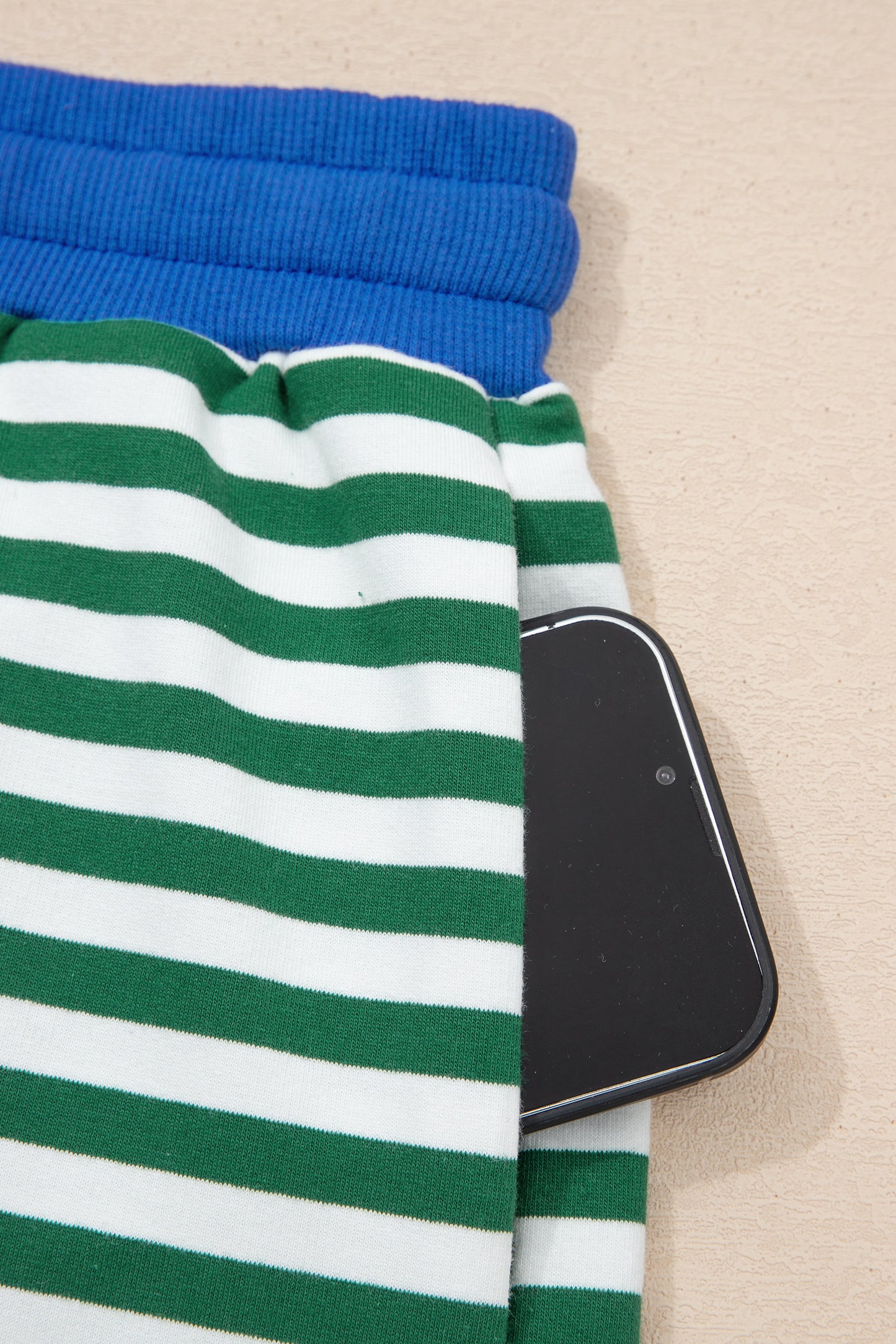 Yellow Stripe Drop Shoulder Boxy Casual Terry Short Set