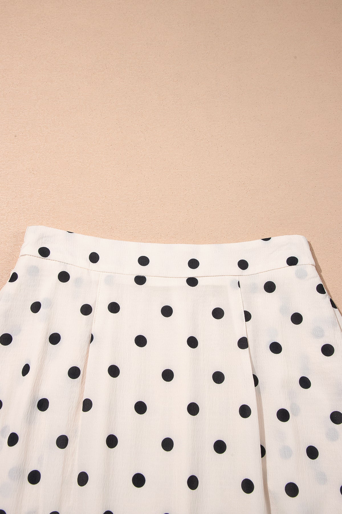 White Polka Dot Ruffled Slit Maxi Skirt
