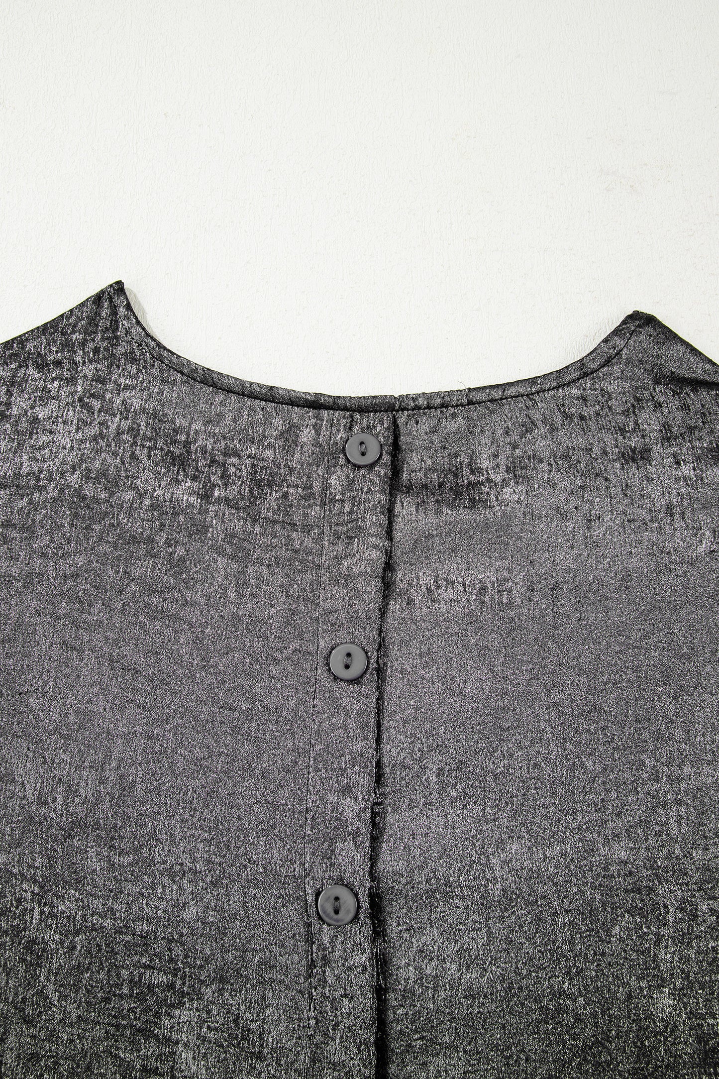 Silvery Metallic Round Neck Ruffle Trim Sleeveless Top