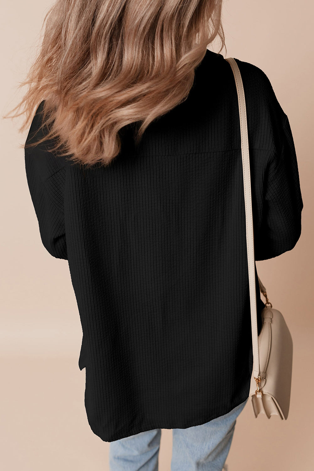 Light Pink Corduroy Flap Pocket Button Up Shacket