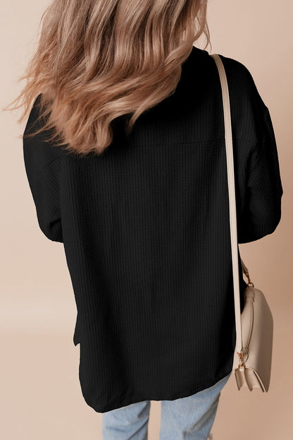 Light Pink Corduroy Flap Pocket Button Up Shacket