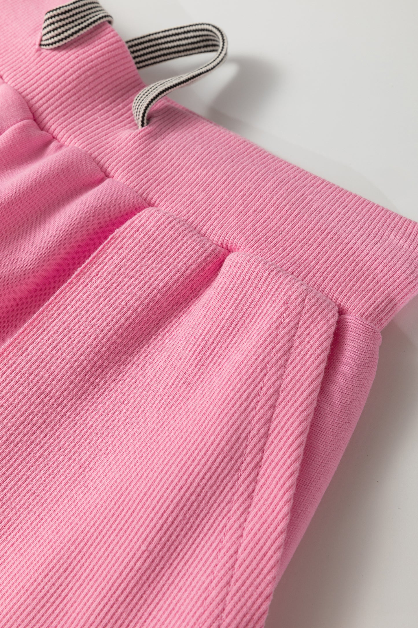 Bonbon Solid Color V Neck Tee Drawstring Pant Set