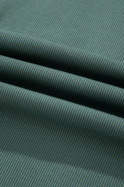 Green Bay Solid Color Oversize Slit Sweatshirt Ribbed Leggings 2pcs Set