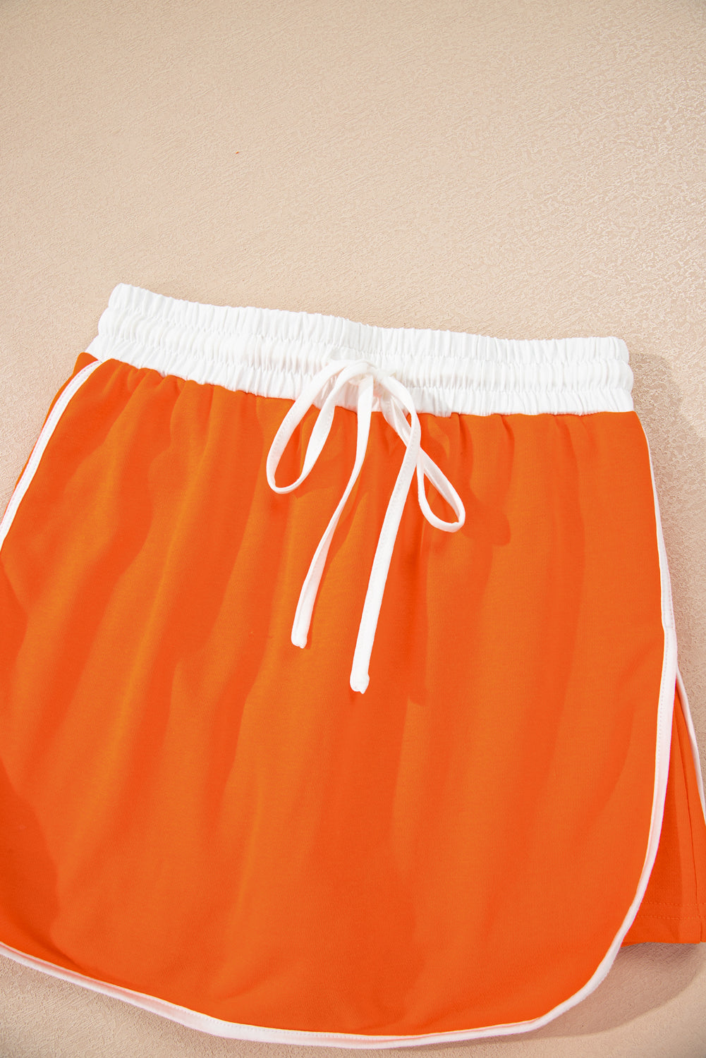 Evergreen Varsity Stripe Detail Drop Shoulder Pullover Mini Skirt Set