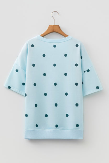 Yellow Polka Dot Print Crossed Seam Detail Oversize Tee