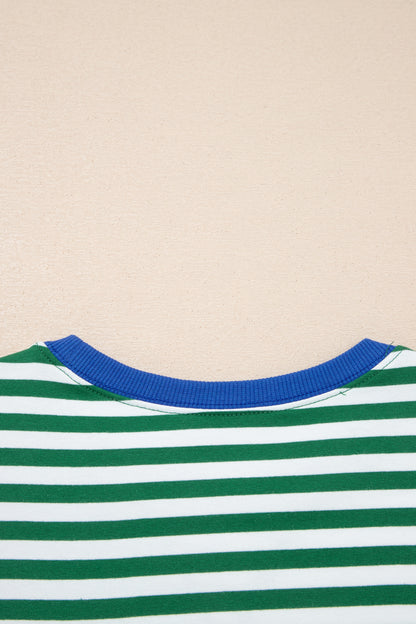 Yellow Stripe Drop Shoulder Boxy Casual Terry Short Set