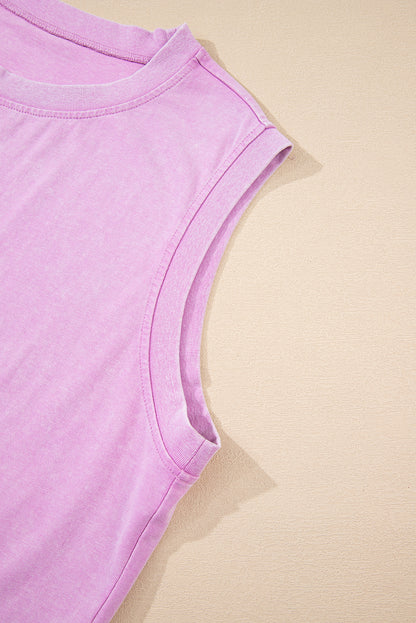 Phalaenopsis 2 Pieces Mineral Wash Cotton Tank Top Lined Split Skirt Set