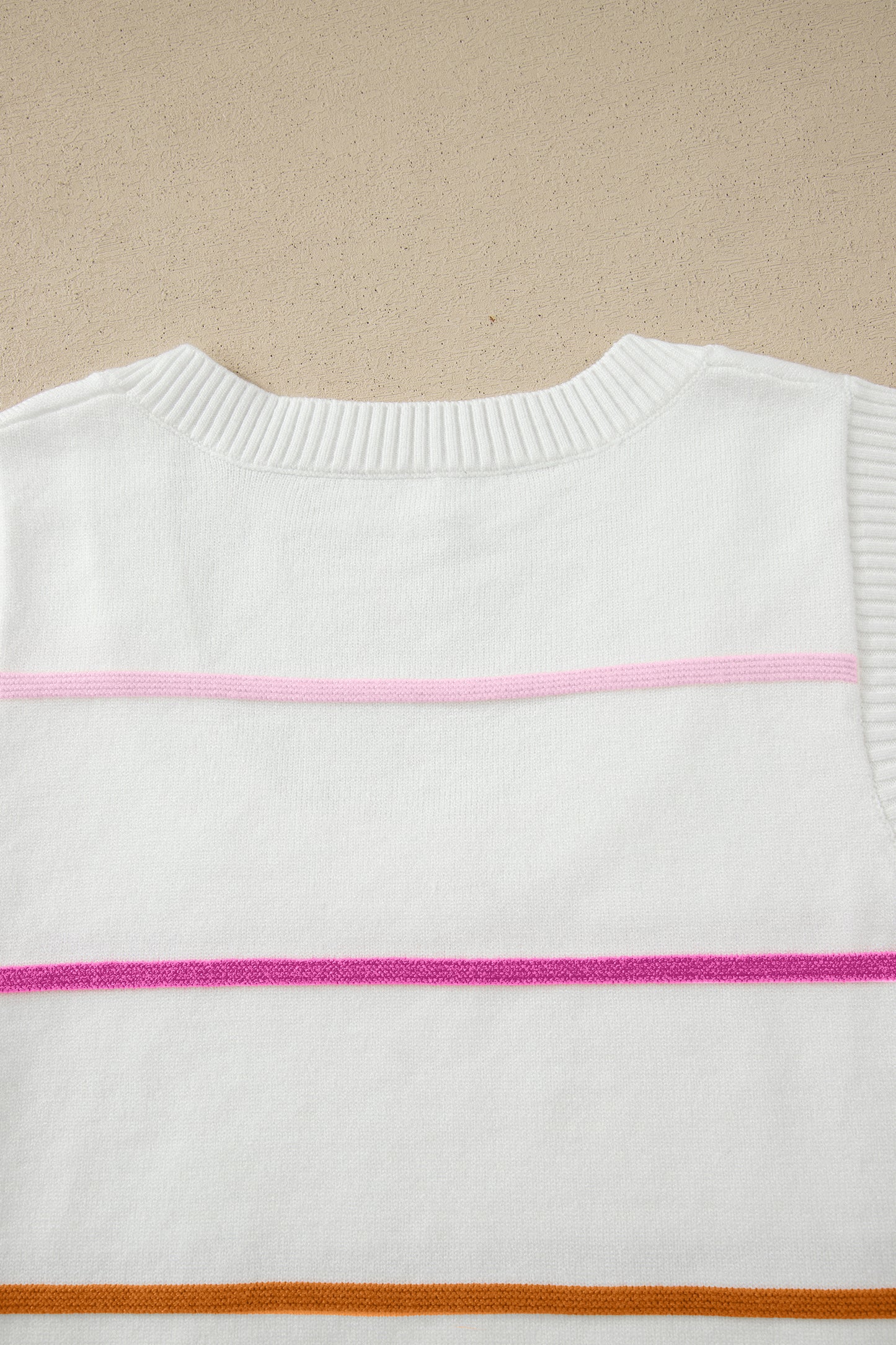Green Stripe Round Neck Knitted Sweater Tank