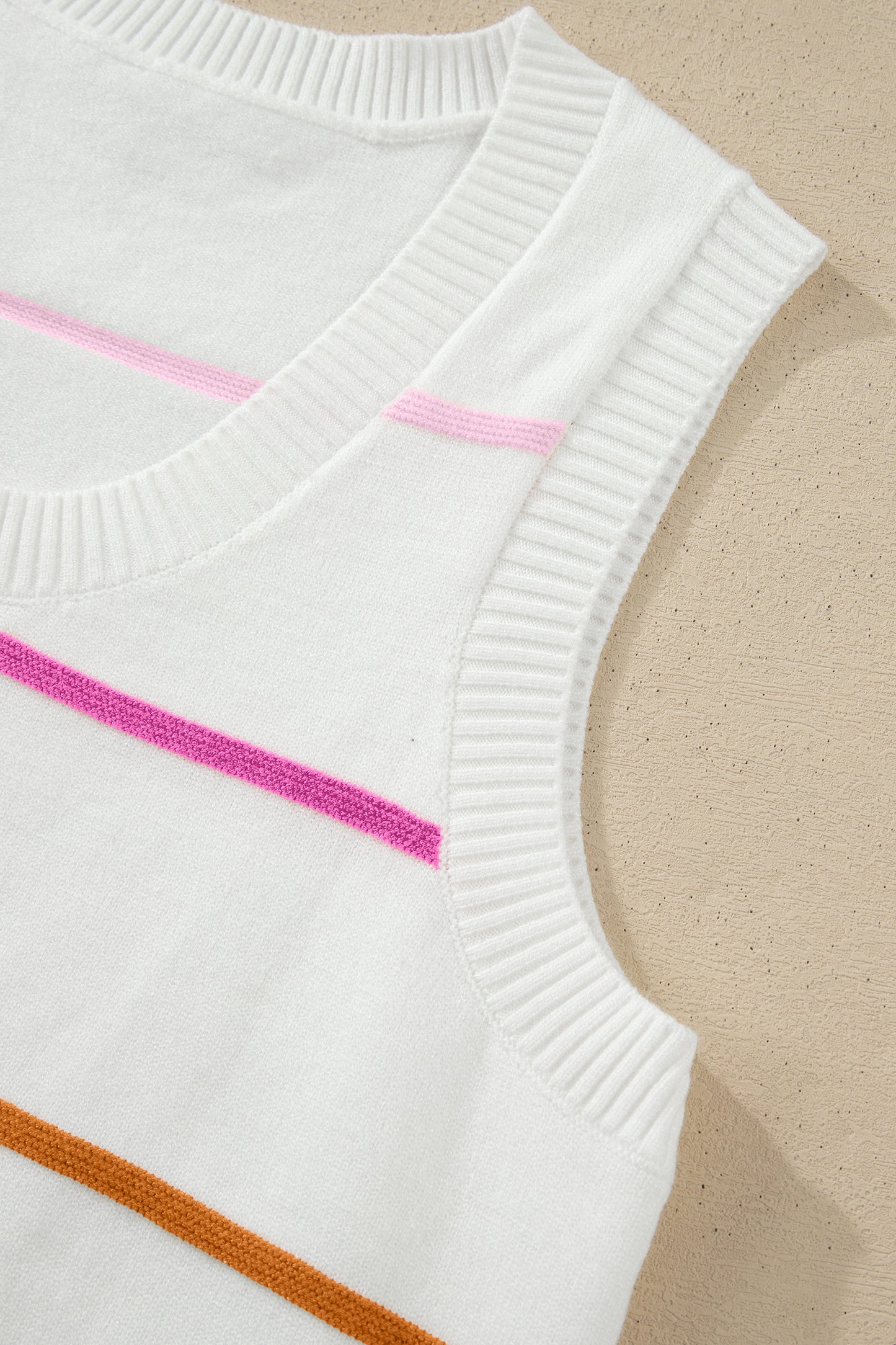 Green Stripe Round Neck Knitted Sweater Tank
